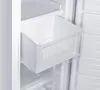 Close-up view of a white refrigerator drawer inside the appliance. Produktbild-Vorschau
