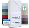 A stack of folded fitted sheets in various colors, with a white fitted sheet prominently displayed in the foreground, showcasing product branding and certifications. Anteprima dell’immagine prodotto
