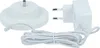 A white charging base and a white power adapter with a white cable are shown on a white background. Produktbild-Vorschau