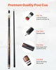 A pool cue and its components are displayed with descriptive text. Náhľad obrázku produktu