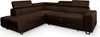 A brown sectional sofa with adjustable headrests, shown from a diagonal front-left perspective on a white background. Podgląd zdjęcia produktu