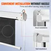 Close-up views of a white motorized projection screen, demonstrating two installation methods: hook and nail. Anteprima dell’immagine prodotto