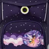 A close-up view of a purple backpack with a starry night design and a fairy graphic. Produktbild-Vorschau