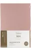 A pink bedsheet is shown in its packaging, with product information printed on the packaging. Náhľad obrázku produktu