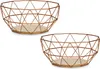2er Set Korb Metall Kupfer 26x12cm Modern Holz MDF Braun Produktbild-Vorschau 1