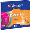 1x5 Verbatim DVD-R 4,7GB Colour 16x Speed, Slim Case Produktbild-Vorschau 1