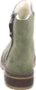 A single green boot with a zipper and fur lining is shown against a white background. Produktbild-Vorschau