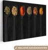 MuchoWow® - Leinwandbilder - Löffel - Gewürze - Schwarz - Produktbild-Vorschau 1