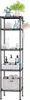 A tall, narrow, five-tier metal shelving unit filled with various bathroom items. Náhled obrázku produktu