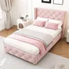 Boxspringbed 90x200 cm in roze kleur, met lattenbodem, Productafbeelding-voorbeeld 4