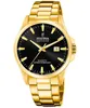 A close-up studio shot of a gold Festina watch with a black dial. Produktbild-Vorschau