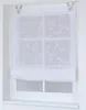 A white sheer Roman blind with a floral pattern is shown hanging in a window. Produktbild-Vorschau
