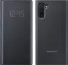 A split image showing the front and back of a black Samsung Galaxy Note 10 flip case. Produktbild-Vorschau