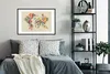 MuchoWow® Gerahmtes Poster Weltkarte - Blumen - Produktbild-Vorschau 2