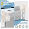 The image displays two methods of installing roller blinds, one without drilling and one with drilling, along with product features. Produktbild-Vorschau