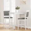 A white bar table with two gray upholstered bar stools in a bright room with large windows. Podgląd zdjęcia produktu