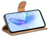 A flip case for a smartphone is shown open, displaying the phone's screen. Produktbild-Vorschau