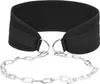 A black weightlifting belt with a silver chain attached. Náhľad obrázku produktu