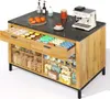 Wyspa kuchenna 120x75 cm (dąb i marmur), blat kuchenny z Podgląd zdjęcia produktu 9