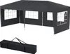 A dark gray pop-up canopy tent with windows and a black carrying bag shown below it, all on a white background. Voir les images du produit