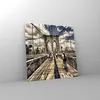 Bilder auf glas - Amerika brooklyn brücke bau - 70x70cm - Produktbild-Vorschau 4