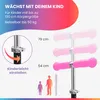 Marketing image showing a scooter with adjustable handlebar heights and size indicators for children. Produktbild-Vorschau