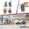 A collage of LEGO Ninjago figures and vehicles, including a car and a helicopter, displayed on a floor. Náhľad obrázku produktu
