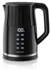 A black electric kettle with a digital display and temperature controls. Produktbild-Vorschau