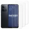 A smartphone and screen protectors are displayed against a white background. Produktbild-Vorschau