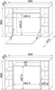 Diagrams showing the dimensions of a wall-mounted folding desk. Podgląd zdjęcia produktu