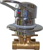 A close-up studio shot of a chrome and brass faucet mixer. Produktbild-Vorschau