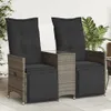 vidaXL Gartensofa 2-Sitzer Verstellbar mit Tisch Grau Poly Produktbild-Vorschau 2