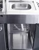 Close-up view of the underside of a stainless steel sink and cabinet. Produktbild-Vorschau
