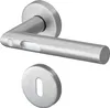 A stainless steel door handle and keyhole escutcheon are shown against a white background. Produktbild-Vorschau