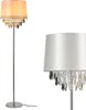 A floor lamp with a white lampshade and crystal embellishments, shown on a white background. A close-up of the lampshade is also shown. Anteprima dell’immagine prodotto