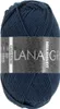 A ball of dark blue yarn with a label wrapped around it. Produktbild-Vorschau