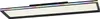 A rectangular LED ceiling light with a black frame and a white diffuser panel. A strip of RGB LEDs is visible along the top edge, displaying a gradient of colors. Produktbild-Vorschau