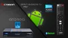 Marketing image for an Octagon SPIRIT PRO V2 Android TV box, showing the device, remote, and key features. Produktbild-Vorschau