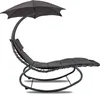 A gray rocking lounge chair with a built-in umbrella, shown against a white background. Produktbild-Vorschau