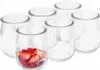 A set of six clear glass jars, with one jar containing sliced strawberries. Náhled obrázku produktu