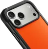 A close-up view of the back of an iPhone case, showing the camera module and part of the orange back. Podgląd zdjęcia produktu