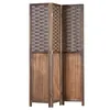 Homestyle4u Paravent Raumteiler 3 teilig Holz Braun Rattan Produktbild-Vorschau 8