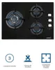 CATA CCI 5003 BK, Czarny, Wbudowany, 59 cm, Gaz, Szkło, 3 Podgląd zdjęcia produktu 3