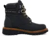 A black leather boot with tan laces and a brown sole, shown from the side against a white background. Voir les images du produit