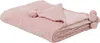 A folded pink blanket with pom-poms on a white background. Náhled obrázku produktu
