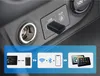 A USB adapter plugged into a car's auxiliary port, with a diagram showing its function. Podgląd zdjęcia produktu