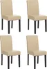Four cream-colored dining chairs with dark legs are arranged in a grid on a white background. Produktbild-Vorschau