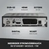The back panel of a satellite receiver is shown with labels indicating its various ports and features. Produktbild-Vorschau
