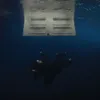 A person is shown underwater, seemingly falling, with a door floating above them. Produktbild-Vorschau