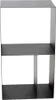 A black metal shelving unit with two shelves and a vertical divider on the bottom shelf. Náhľad obrázku produktu